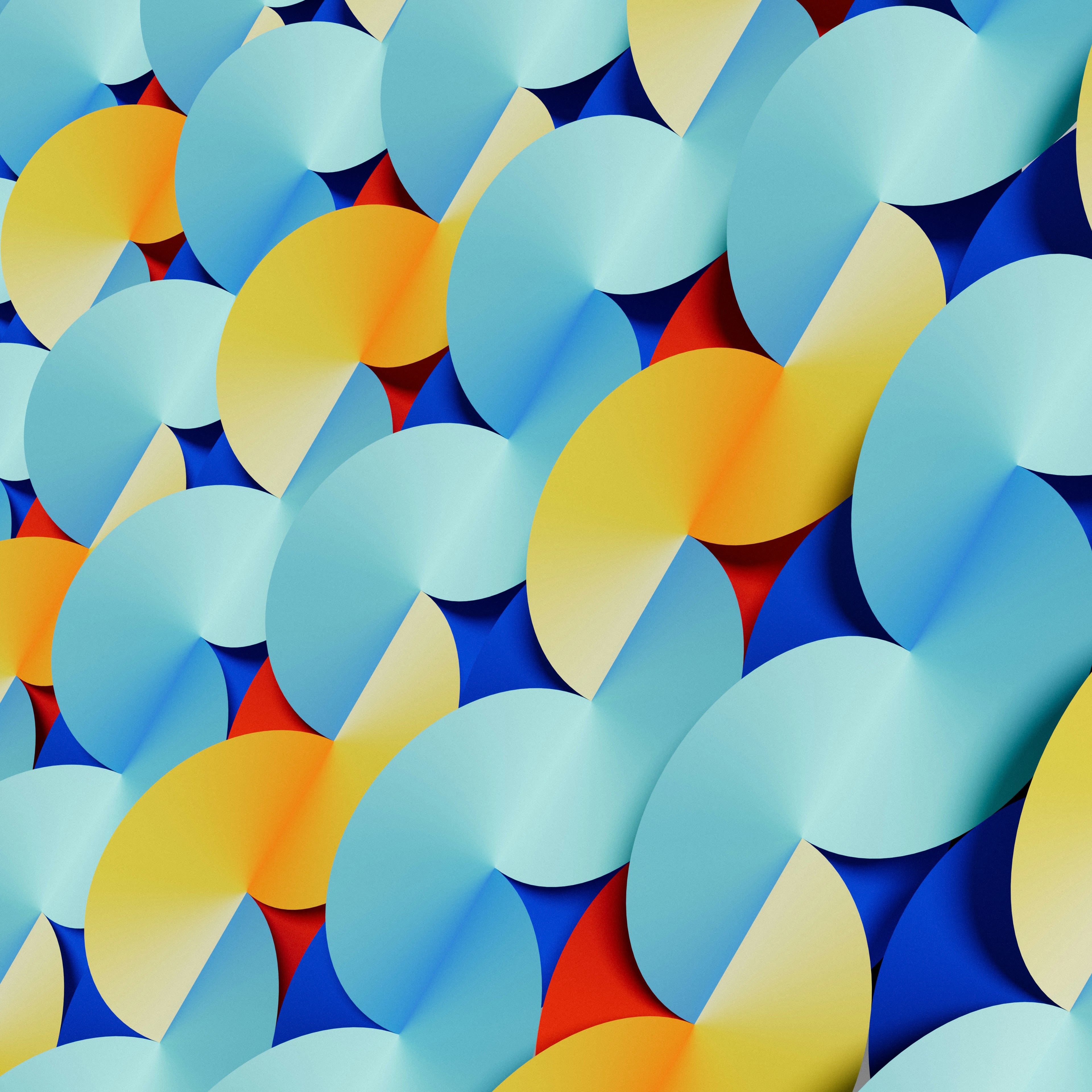 A group of blue, yellow, and red circles